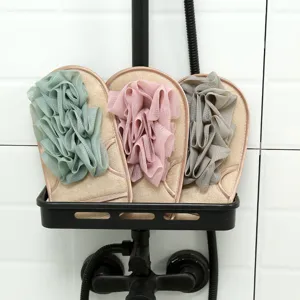 Doppelseitiger Peeling-Duschhandschuh mit Netzblumen-Design für die tägliche Körperreinigung.