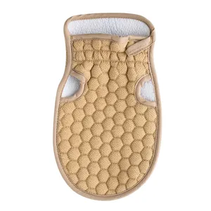 Solid color honeycomb bath exfoliating mitt double-sided fingerless scrubbing glove