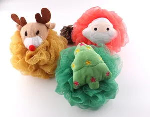 Weihnachts Badeschwamm Set mit niedlichem Plüsch Rentier Weihnachtsmann Baum für Kinder