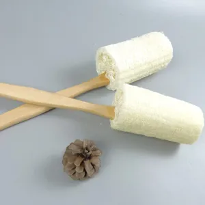 Langer Holzgriff Badeschwamm mit natürlichem Luffa Duschbürste für Körper Rückenreinigung.