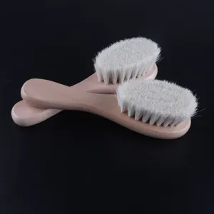 Set de Brosse de Bain pour Bébé en Bois Naturel avec Poils Souples Brosse de Nettoyage Visage Outil de Bain Exfoliant Doux pour Soins Quotidiens