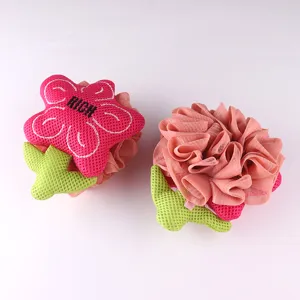 Cartoon flower bath sponge double sided loofah mesh shower ball for daily body cleaning