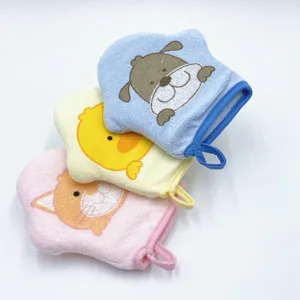Guantes de baño bonitos de animales de dibujos animados para niños, esponjas suaves.