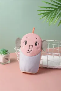 Cute cartoon elephant children's bath mitt, double-sided soft towel bath sponge for kids.