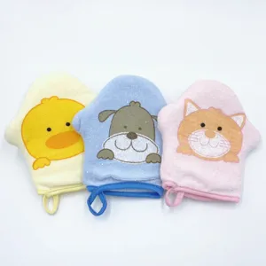 Guante esponja de baño animal dibujos animados bebé suave manopla de baño 3pcs