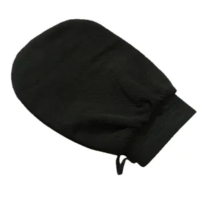 Guante de bano exfoliante negro depurador corporal eliminacion de piel muerta detalle
