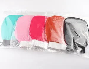 Multi-color exfoliating bath glove set, durable single-layer wide mouth body scrubber mitts.