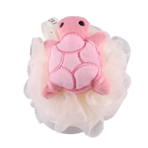 Niedlicher rosa Schildkröten-Duschschwamm weiches Netz für Kinder tägliches Badeschwamm