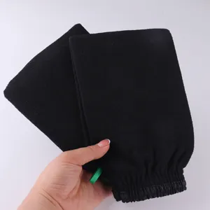Black exfoliating bath mitt single layer body scrub glove for deep cleaning and smooth skin