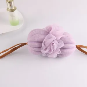 Esponja de bano grande calabaza malla larga suave limpiador corporal para limpieza diaria.