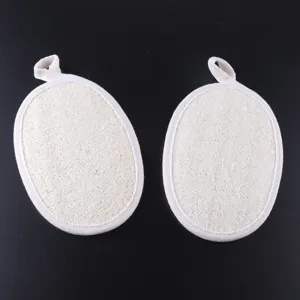 Natural Loofah Bath Scrubber Pads Exfoliating Body Sponge With Cotton Binding And Hanging Loop For Shower Cleaning Skin Care