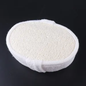 Éponge de bain loofah naturelle avec sangle de bordure blanche gommage corporel pour douche