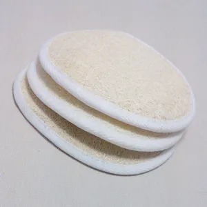 Natural loofah bath sponge pads for body exfoliating, eco-friendly shower scrubber 3pcs