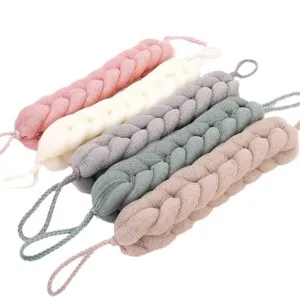 Longue eponge de bain tressee laniere de douche douce pour un nettoyage quotidien et doux