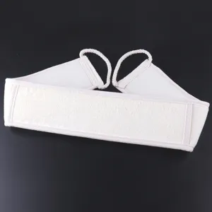 Éponge de bain exfoliante naturelle en luffa pour le dos, bande de douche avec poignées.