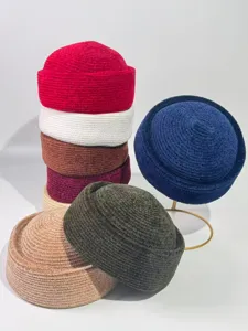 Chapeau pilulier chenille hiver rétro béret élégant femmes hôtesse chapeau affichage multicolore