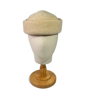 Chapeau pillbox en chenille tendance pour femme, bonnet rétro d'hiver unicolore et chaud.