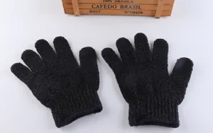 Peeling fünf Finger Duschhandschuhe schwarze Nylon Badeduschhandschuhe für Körperpflege