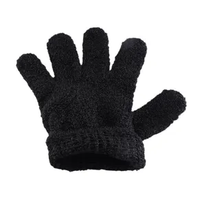 Schwarzer Fünf-Finger-Peeling-Badehandschuh für die Körperreinigung, Nylon-Waschhandschuh.