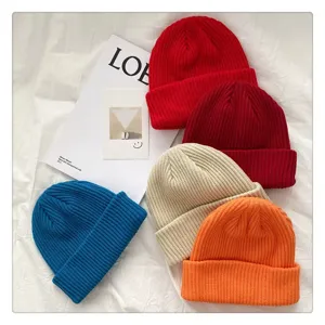 Gorro de punto liso para hombre invierno grueso cálido slouchy moda casual sombrero