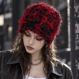 Autumn Winter Unisex Warm Knit Hat American Retro Acrylic Brimless Beanie Hat Couple Street Style Casual Skull Cap