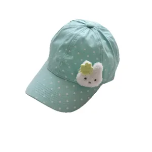 Süße Polka-Dot Baseballkappe mit weichem Hasen-Aufnäher, modische gebogene Kappe für den Alltag.