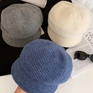 Damen Herbst Winter Strick Bereit Newsboy Hut lässig warm kurze Krempe Malerhut stilvoll