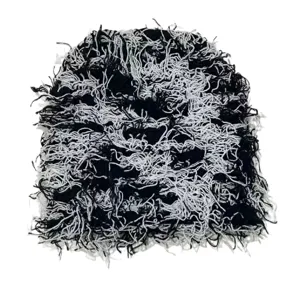 Autumn winter shaggy knit beanie hat black white fuzzy acrylic warm retro skull cap unisex