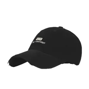 Cappellino da baseball nero slavato con logo ricamato visiera curva cappello in cotone vintage