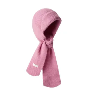 Écharpe à capuche tricotée rose hiver chaud épais cagoule mignon bonnet femme extérieur