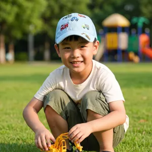 Casquette de Baseball en Maille d'été pour Enfants Excavatrice Voiture Broderie Respirant Chapeau Pare-soleil pour Garçons Filles Extérieur Réglable Trucker Cap