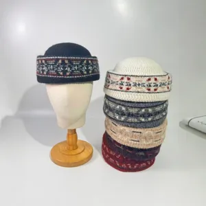 Bonnet marin en tricot Fair Isle hiver chaud rétro bonnet docker revers multicolore style mode