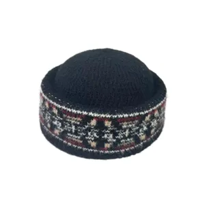Bonnet Docker Tricot Fair Isle Noir Revers Roulé Chapeau Chaud Hiver Marin