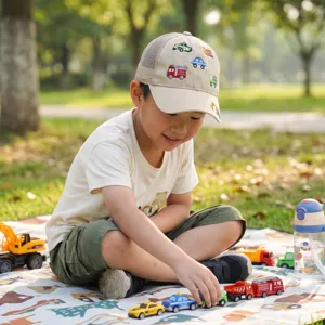 Casquette de baseball en filet pour enfants avec broderie voiture, chapeau de soleil.