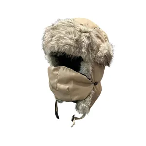 Gorro de trampero de invierno antivento con orejeras y mascarilla para actividades.