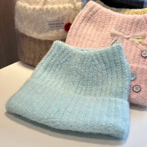 Sweet cute cat ear knitted hat winter warm beanie for women stylish daily casual wear.