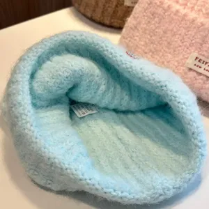 Sweet cute cat ear knitted hat for women autumn winter warm beanie stylish versatile cap
