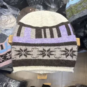 Autumn winter jacquard knitted beanie hat warm soft wool cap unisex casual outdoor.