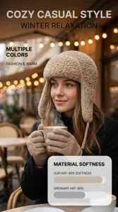 Winter Plüsch Ushanka Mütze und warme Handschuhe Set, dicke winddichte Fleece Bombermütze.