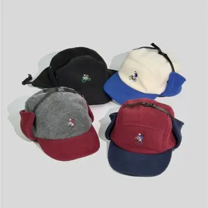 Cappello Bomber in Pile Caldo Invernale Unisex Color Block Antivento Paraorecchie Trapper Cappello Sci Ciclismo Esterno