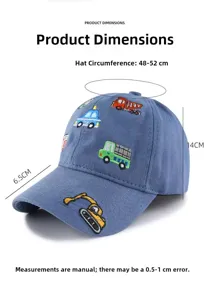 Cappellino da baseball per bambini ricamato con macchine cartoni animati cappello sole