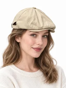 Donna Colore Unito Berretto Newsboy Retrò Francese Cappello Ottagonale Casual Caldo Stiloso