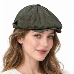 Cappello baker boy verde scuro donna berretto stile vintage retrò visiera elegante autunno inverno
