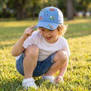 Berretto da Baseball per Bambini Ricamo Auto Cartoon Carino Cappello da Sole in Cotone Regolabile Primavera Autunno Esterno Per Ragazzi