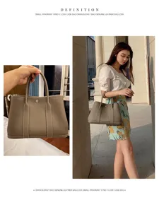 Classic Togo leather tote bag for women, premium genuine leather shoulder handbag daily.