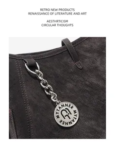 Borsa tote rétro slouchy da donna, grande capacità borsa a spalla elegante con texture vintage.