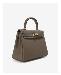 Taupe leer Kelly handtas klassieke handtas luxe schoudertas stijlvolle damestas tas