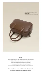 Retro genuine leather Boston bag for women, stylish casual shoulder and crossbody handbag.