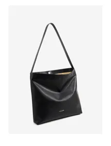 Black leather shoulder bag, large capacity hobo underarm handbag for women daily commuting.