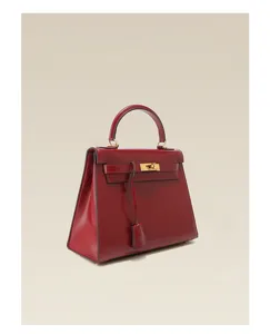 Sac à main Kelly en cuir rouge pour femme sac bandoulière de luxe élégant chic neuf